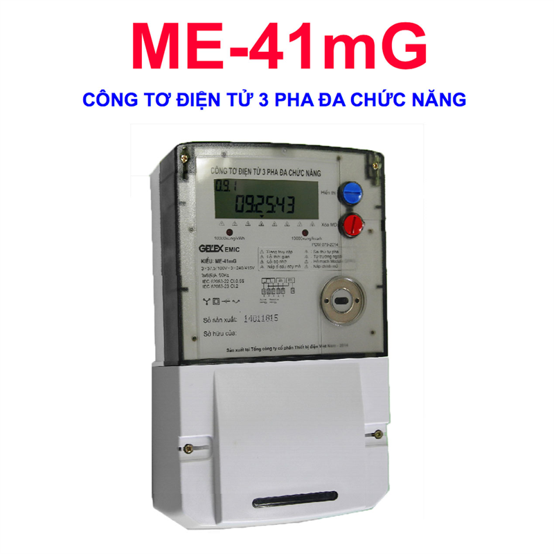 Công tơ điện 3 pha 3 giá điện tử Gelex Emic ME-41mG